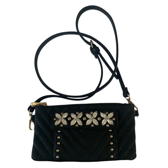 Charming Charlie Crossbody Bag Faux Quilted Leather Rhinestones Studs - Picture 1 of 5
